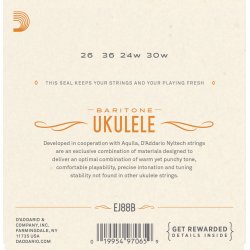 D'Addario EJ88B Ukulele Baritone Nyltech
